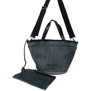 Prada Denim Bucket Shaped Tote Bag